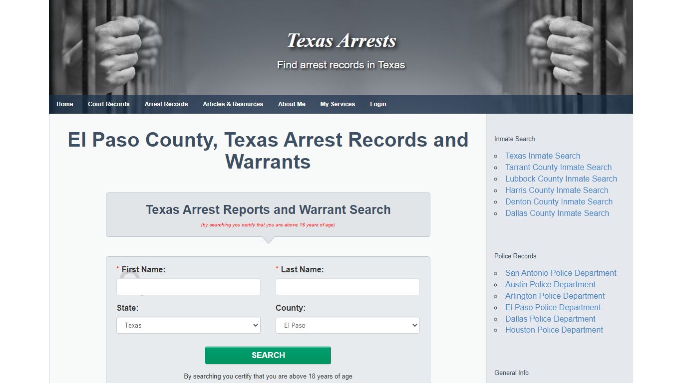 El Paso County, Texas Arrest Records and Warrants